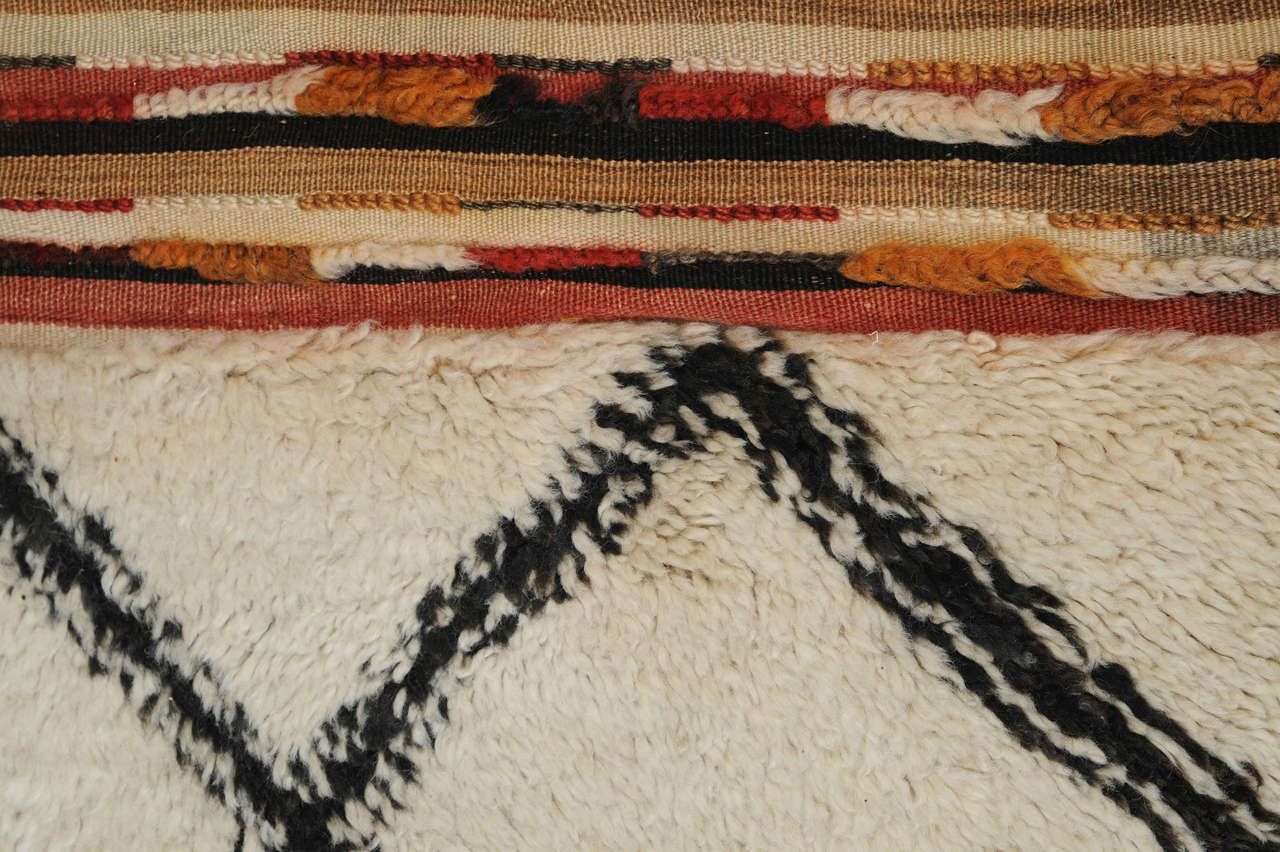 Mid-Century Modern Rare Shorter Beni Ouarain Berber Carpet